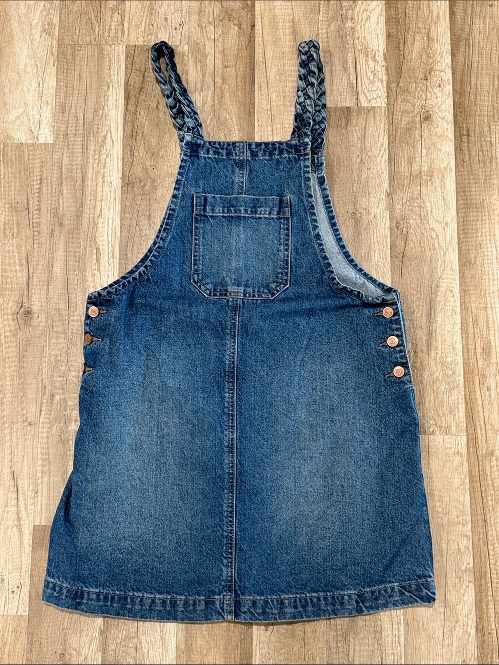 Celebrity Pink Blue Denim Braided-Strap Mini Jean Dress small S